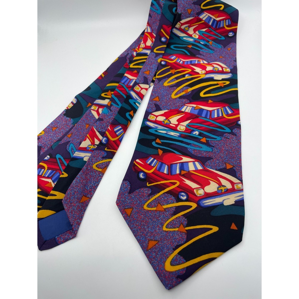 The Beatles Drive My Car Vintage Silk Tie Purple Psychedelic Graphic Manhattan
